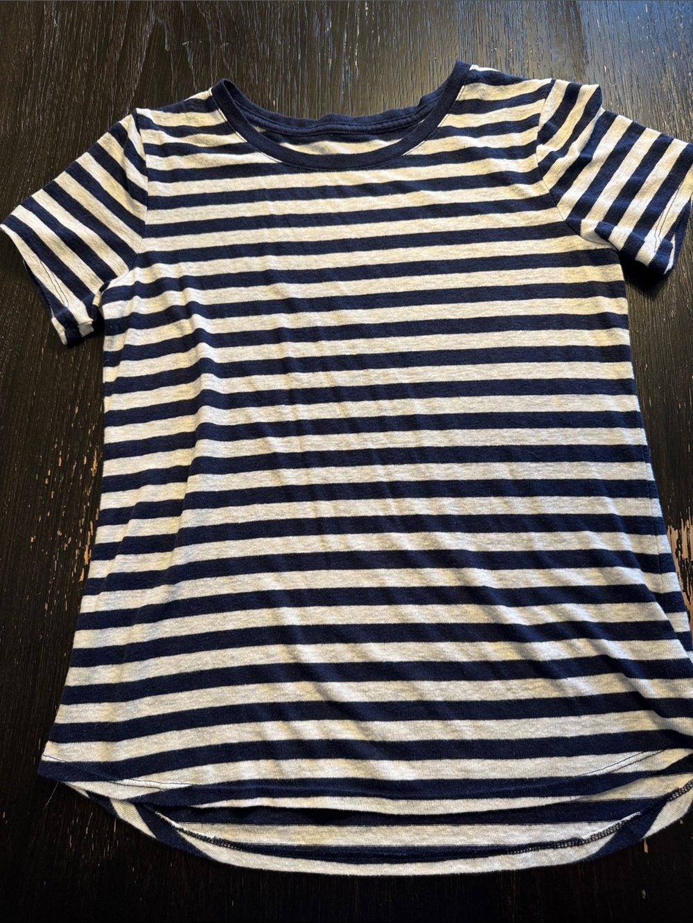 Old Navy Navy and White Striped Short Sleeve Tee